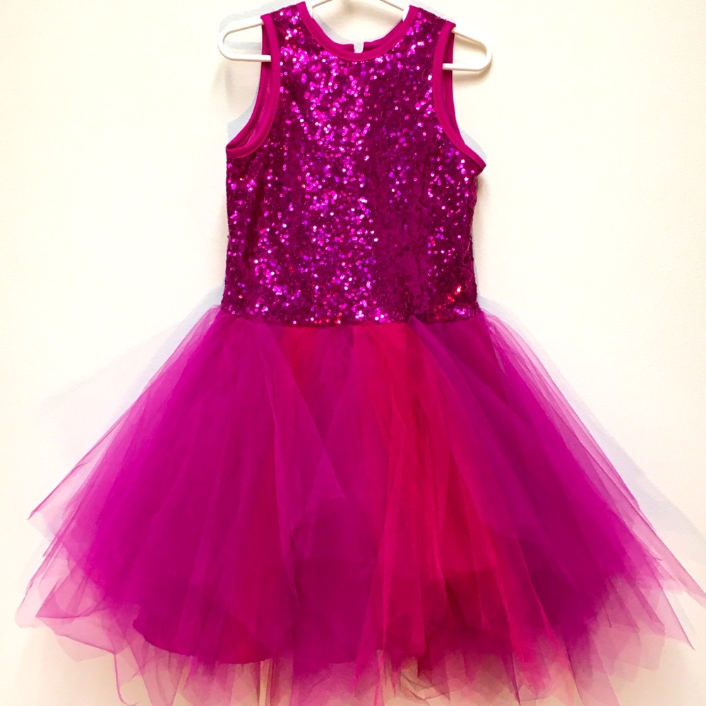 Zoe LTD  Sleeveless Sequin Tulle Princess Dress 8 Pink